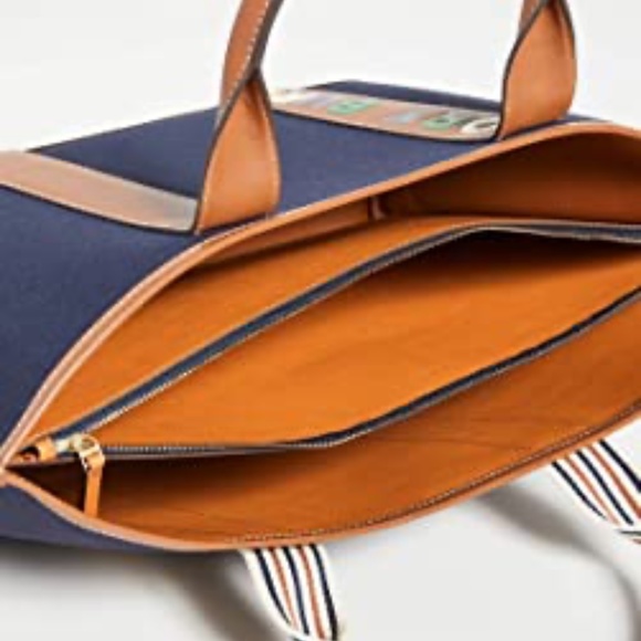 SOLD Tory Burch Perry Medium Multi-Stripe Canvas Tote - Picture 3 of 14